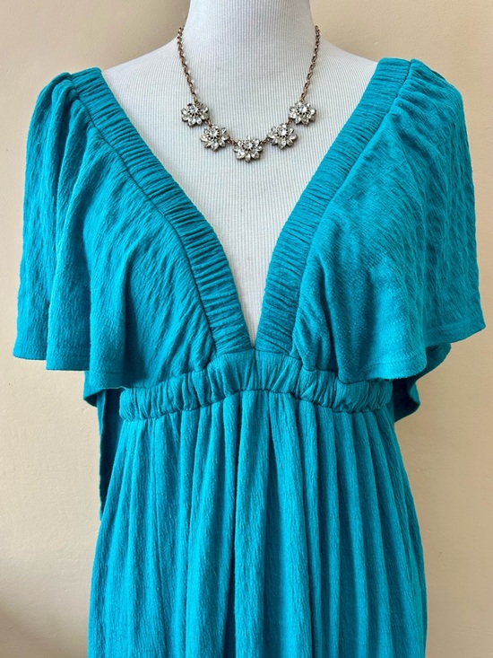 Free People Beach La La Maxi Dress Tiered Flutter Sleeve Teal Blue Green Size S - Picture 4 of 13
